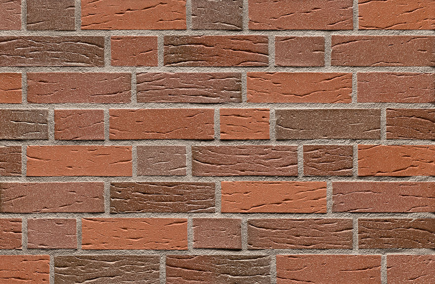 ABC Klinkergruppe 5556 Ammerland rot-bunt genarbt-besandet — шов середньо-сірий